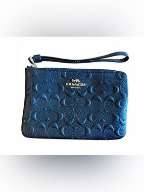 Coach Black Embossed Signature Wristlet with Gold Hardware